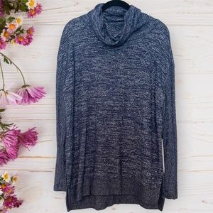 3/15💚 Sonoma heathered navy blue lightweight cozy oversized funnelneck pullover